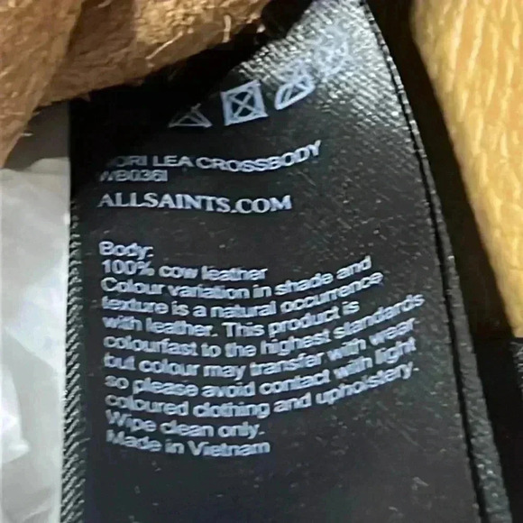 All Saints Light Brown Mori Lea Pebbled Cow Leather Crossbody Tassel Bag - Picture 9 of 10